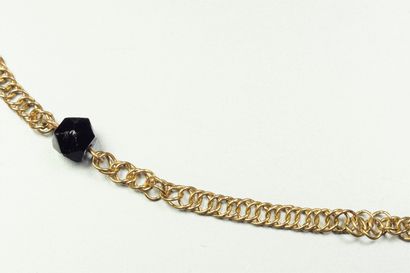 null Collier ancien en or jaune 18K (750/oo) maille Vellave agrémenté de 10 perles...