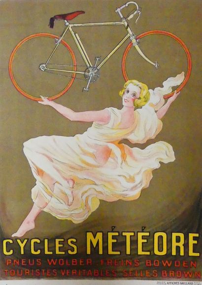 ANONYME CYCLES MÉTÉORE Affiches Gaillard, Paris-Amiens - 77 x 56 cm - Entoilée, bon...
