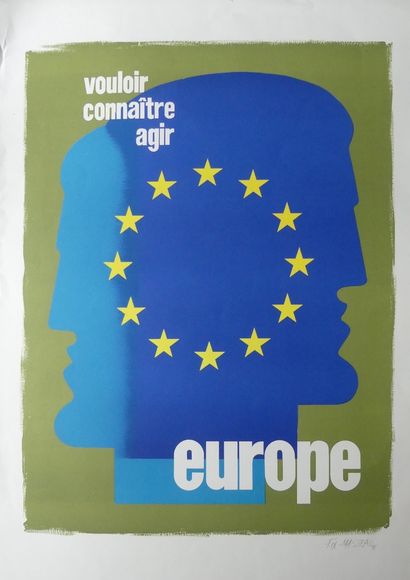 FIX-MASSEAU Pierre (1905-1994) (2 affiches) GOLDEN ARROW. 1989 et EUROPE. « VOULOIR...