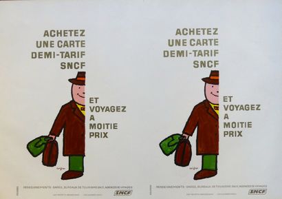 SAVIGNAC Raymond (1907 - 2002) (2 affiches) SNCF.”JE VEILLE, REPOSEZ-VOUS.”. (1972)...