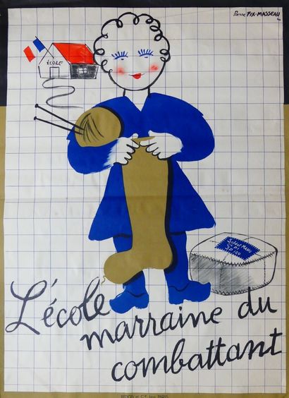 FIX-MASSEAU Pierre (1905-1994) L’ÉCOLE MARRAINE DU COMBATTANT. 1940 Imprimerie Bedos...