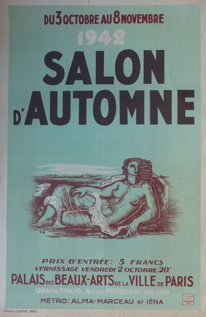 SALON D’AUTOMNE (3 affichettes) PALAIS des BEAUX-ARTS de la ville de Paris.1942 et...