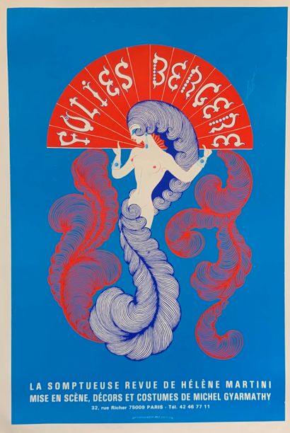 ERTE (1892-1990) ( 2 affiches) 
 FOLIES BERGERE  Folies en folies offset Entoilée,...