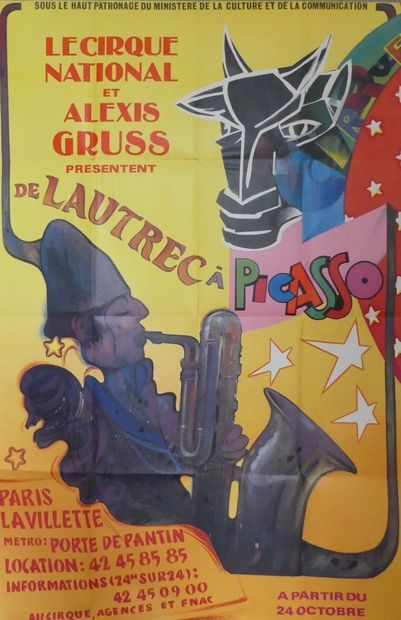 DIVERS (2 affiches) LE CIRQUE NATIONAL et Alexis GRUS présentent « DE LAUTREC A PICASSO...