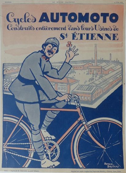 LE MONDE ILLUSTRÉ.1919 (d’après Roger BRODERS) CYCLES AUTOMOTO, St.Etienne. Juin...