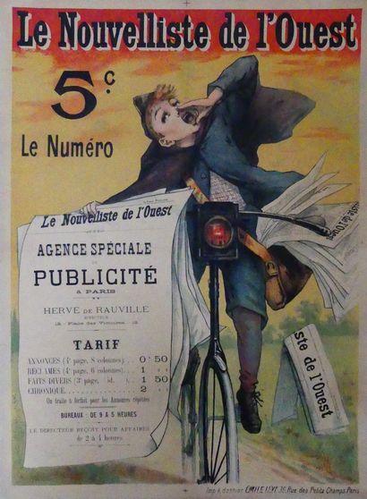 LEVY EMILE (1826-1890) LE NOUVELLISTE de L’OUEST. « 5 c Le Numéro » Imp & Dessins...