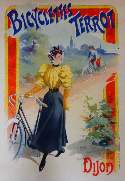 BAYLAC Lucien (1851-1913) « BICYCLETTES TERROT, Dijon ». 1894 Imprimerie J.Kossuth...