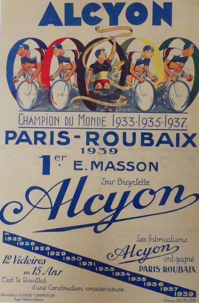 ABEL PETIT (XIX-XX) ALCYON. « Champion du Monde 1933-1935-1937 Paris-Roubaix ».1939...