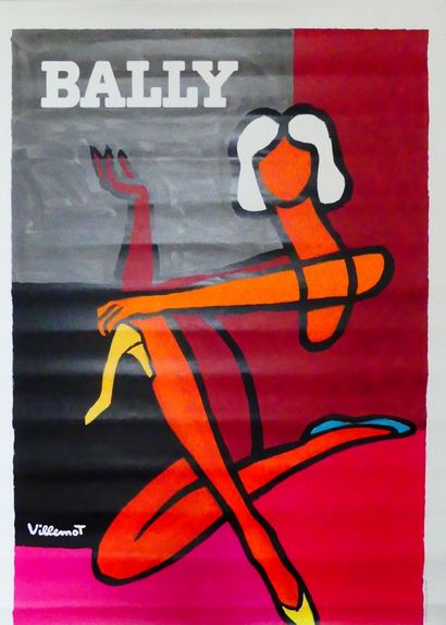 VILLEMOT Bernard (1911-1990) (2 affiches) BALLY.« FEMME AVEC UNE CHAUSSURE JAUNE»....