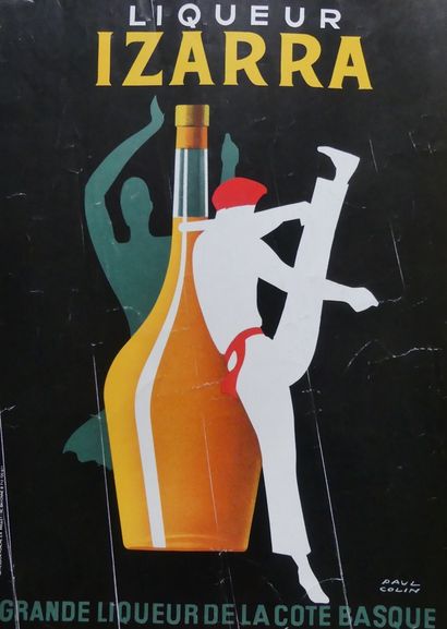 DIVERS (3 Affichettes) LIQUEUR IZARRA (d’après Paul COLIN) – ROYAL CHADRON CHAMPAGNE,...