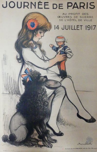 POULBOT Francisque (1879-1946) JOURNÉE de PARIS « au Profit des Oeuvres de Guerre...