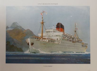 MARIN-MARIE (1901-1987) Compagnie Générale Transatlantique.”COLOMBIE”. Vers 1950...