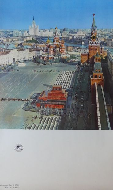INTOURIST Published in the USSR – 100 x 60 cm – Non entoilée, bon état (petites déchirures,...