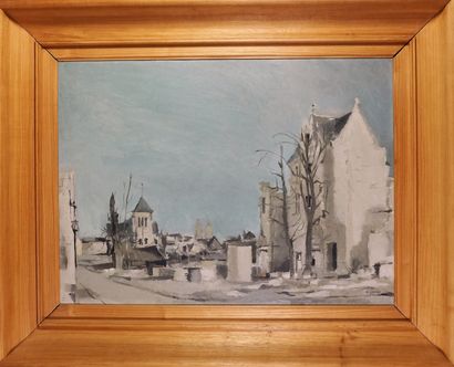 Michel GASSIES (1925-?) Rue de village. Huile sur toile signée en bas à droite et...