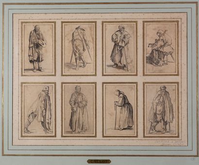 Jacques CALLOT (1592-1635) d'après Ensemble de 8 gravures de la série "Capitano de...