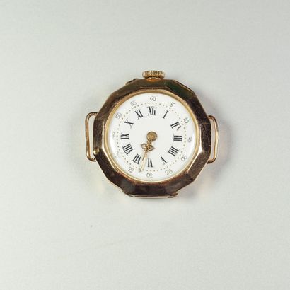 null Montre de col en or jaune 18K (750/oo), transformée en montre de poignet, lunette...