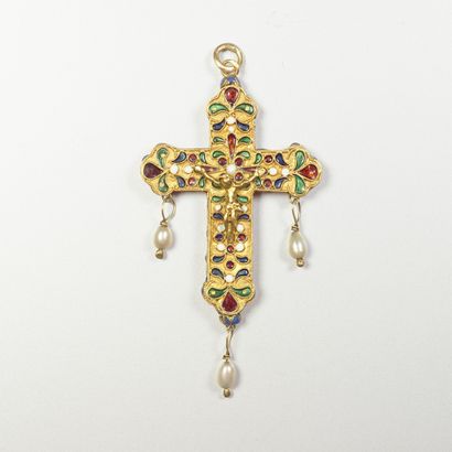 Croix pendentif en or jaune 18K (750/oo)...
