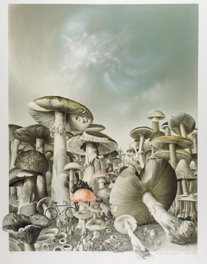 Roland CAT (1942-2016) 
"La Randonnée" 1985. Lithographie en couleurs signée datée...