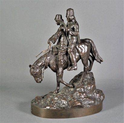 Albert Moritz WOLFF (actif fin XIXème – début XXe siècle) Cossack and girl on horseback...