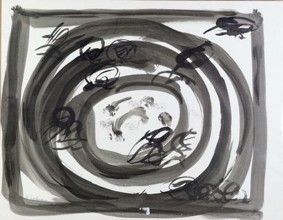 Aline GAGNAIRE (1911-1997) “Germination” ou “Empreintes” Composition de 5 acryliques...