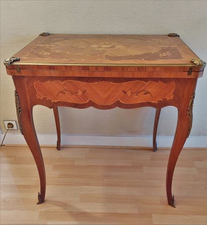 null Louis XV style marquetry games table.77x76x56