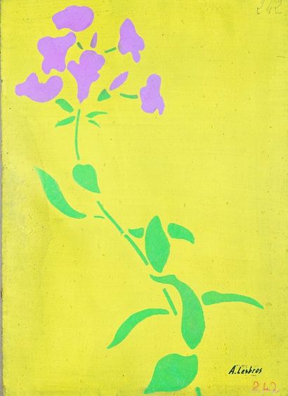Alfred LESBROS(1873-1940) 
Fleurs . Ensemble d'environ 15 pochoirs. Cachet signature...