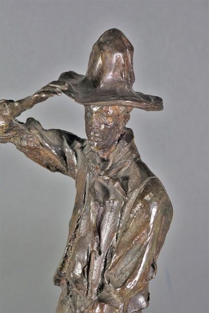 Paul TROUBETSKOY (1866-1938) D'après. Working cowboy / Le gaucho à cheval, 1911 Bronze...