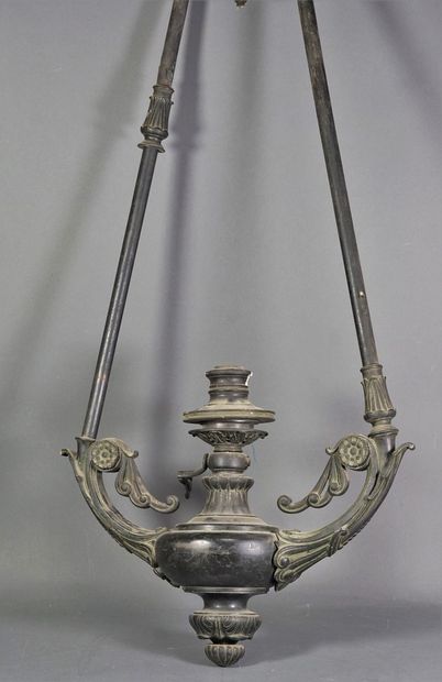 null Large bronze chandelier with black patina H 115 cm