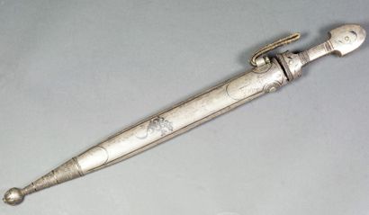 KIJNAL 
Oriental dagger says " Kinjal ". Beautiful silver work (minimum 800 thousandths)...