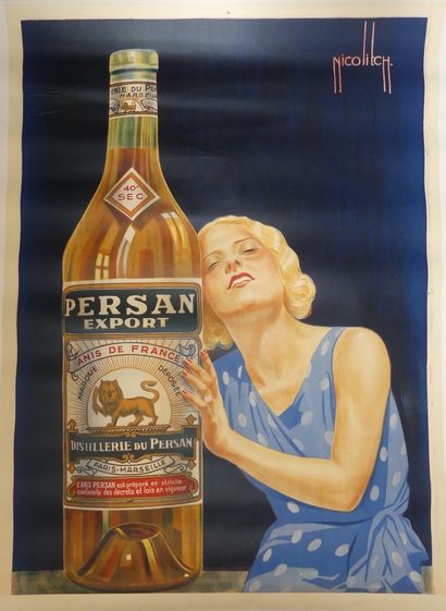 NICOLITCH Obrad (1898-1976) PERSAN EXPORT. "ANISEED FROM FRANCE". Missing the bottom...