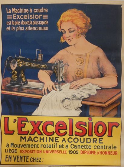 ANONYME THE EXCELSIOR SEWING MACHINE. Giraudie & Gibert, Paris - 80 x 60 cm - Folded,...