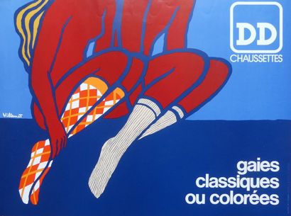 VILLEMOT Bernard (1911-1990) DD SOCKS. "Gaies, Classiques ou Colorées". Around 1975...