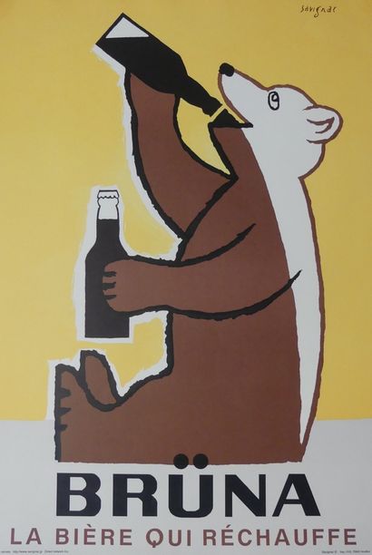 SAVIGNAC (d’après) (3 posters) BRÜNA. "THE BEER THAT WARMS YOU UP". 2001 and LES...