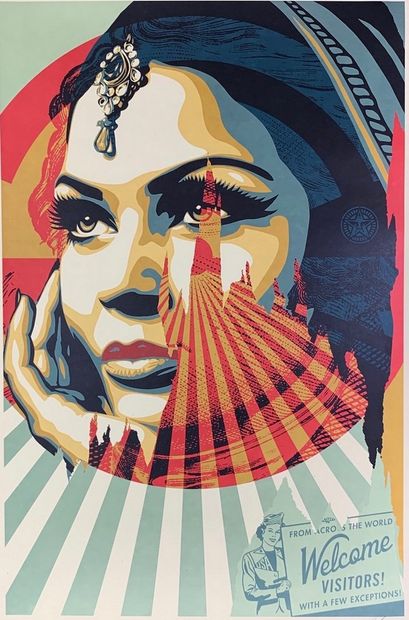 Shepard FAIREY (né en 1970) WELCOME VISITORS. 2020 Lithograph - Signed and dated...