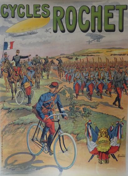 BOMBLED CYCLES ROCHET Imprimerie L.Revon, Paris – 157 x 117 cm – Entoilée, bon état...