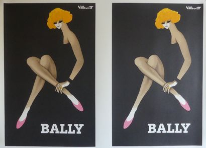 VILLEMOT Bernard (1911-1990) BALLY. "Lithograph on arches paper - 2 posters on the...