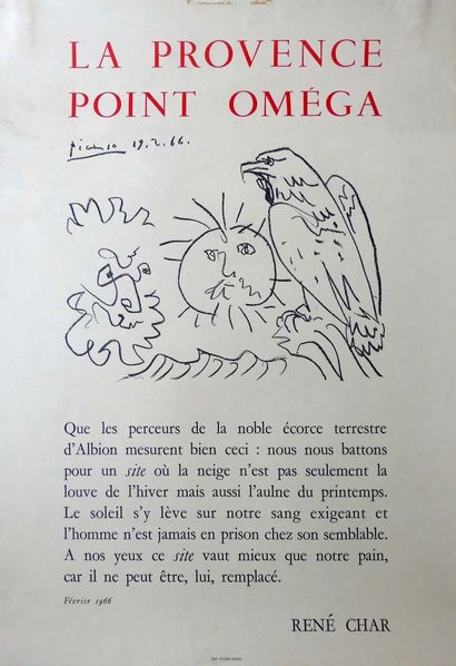 PICASSO Pablo (d’après) LA PROVENCE POINT OMÉGA. 1966 Imprimerie Union, Paris - 65...