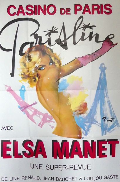 BRENOT Pierre-Laurent (1913-1998) CASINO DE PARIS. "PARISLINE with Elsa MANET". Printed...
