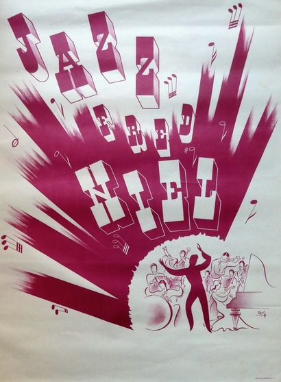 RV (2 affiches) JAZZ FRED NIEL Imp.Richier-Laugier – 80 x 60 cm – Non entoilées,...