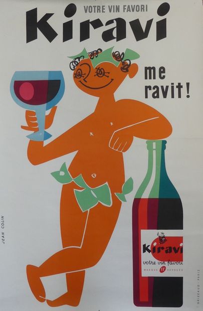 COLIN Jean (1912-1982) KIRAVI. VOTRE VIN FAVORI. «ME RAVIT!». Vers 1954 Imprimerie...