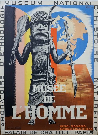 FALCK MUSÉE DE L’HOMME.1938 Imprimerie Bedos & Cie – 80 x 57 cm – Entoilée, bon ...