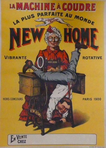 ANONYME MACHINE À COUDRE NEW HOME Imprimerie B.Sirven, Toulouse-Paris – 79 x 59 cm...