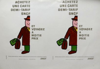 SAVIGNAC Raymond (3 posters) SNCF " VOYAGEZ A MOITIÉ PRIX " (1976) - FOIRE DE DIJON...