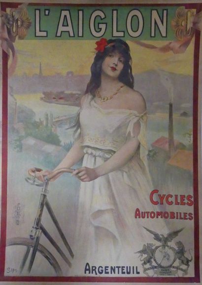SIMONIDY Michel (1870-1933) CYCLES & AUTOMOBILES L’AIGLON. ARGENTEUIL. Vers 1900...