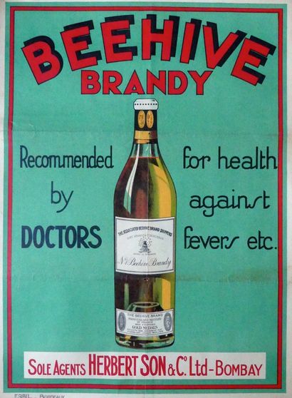 ANONYME (2 affiches) BEEHIVE BRANDY & T.NOIROT’S CHERRY BRANDY Imp.Erbil, Bordeaux...