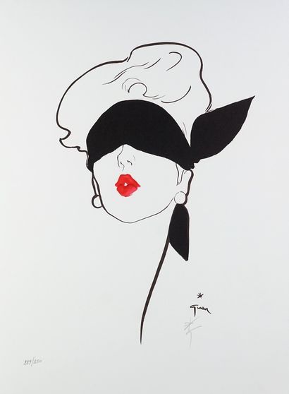 GRUAU René (1909-2004) LE ROUGE BAISER Lithograph on arches paper, signed and numbered...