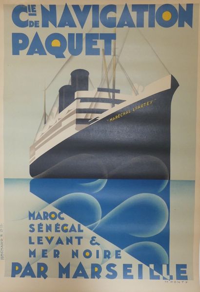 PONTY Max (1904-1972) Cie DE NAVIGATION PAQUET PAR MARSEILLE. «PAQUEBOT.Maréchal...