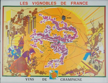 DUTTER M.S Les Vignobles de France. VINS DE CHAMPAGNE Euro Pub – 93,5 x 66, 5 cm...