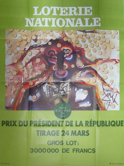 LOTERIE NATIONALE. Circa 1965 (4 posters) DALI (1972) - LESOURT (1964) - SAINT GENIES...
