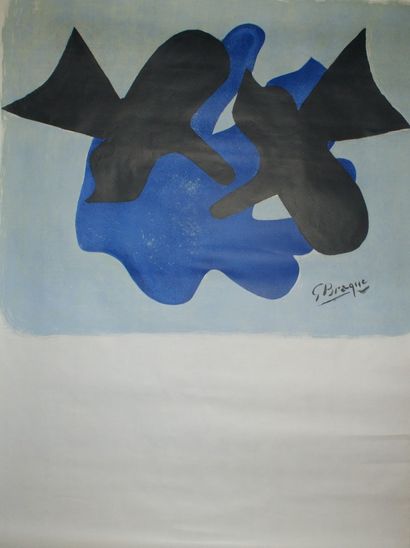 BRAQUE Georges (d’après) THE TWO BIRDS Without mention of the printer (printed by...